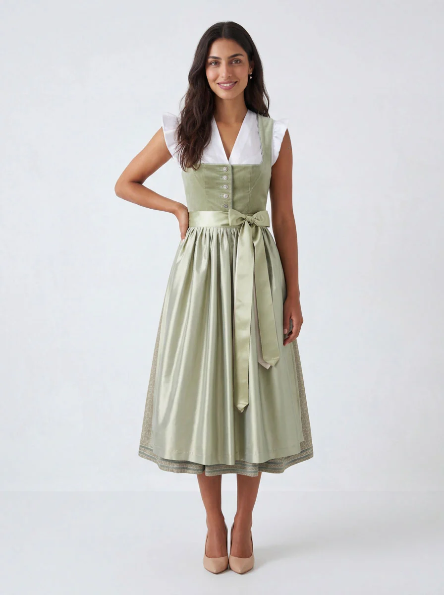 Samtdirndl Elisabeth Pistazie (lang) - Image 3